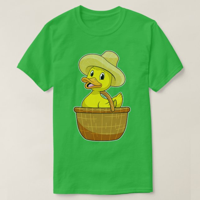 Camiseta Pato como Fazendeiro com Cesta (Frente do Design)
