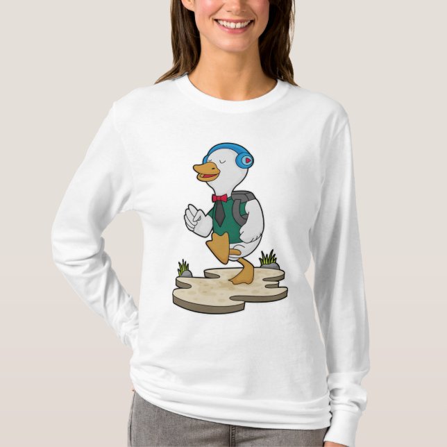 Camiseta Pato como Hiker com mochila (Frente)