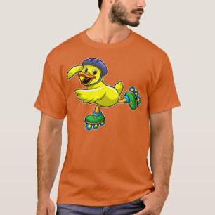 Camiseta Pato como Patinador com Capacete de Skates