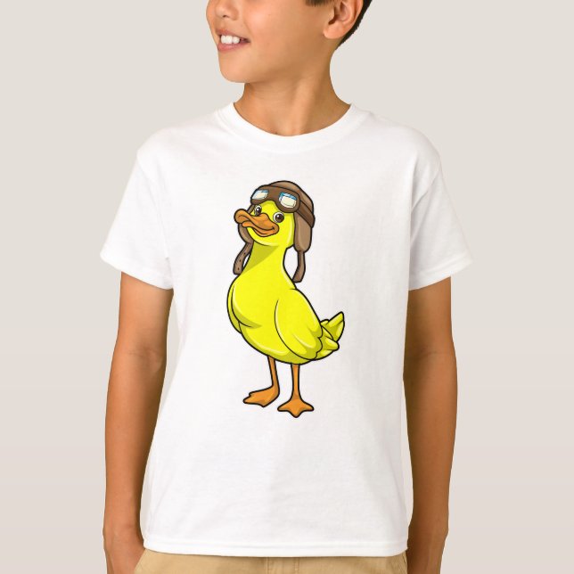 Camiseta Pato como piloto com Boné e óculos (Frente)