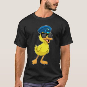 Camiseta Pato como Piloto com chapéu Piloto