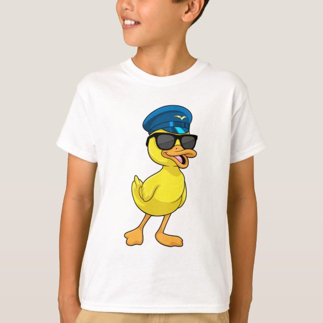 Camiseta Pato como Piloto com chapéu Piloto (Frente)