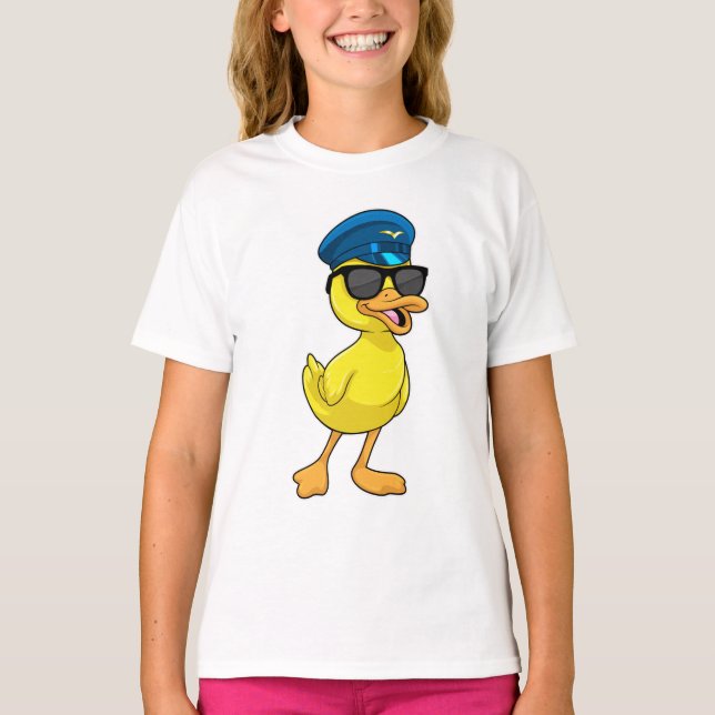 Camiseta Pato como Piloto com chapéu Piloto (Frente)
