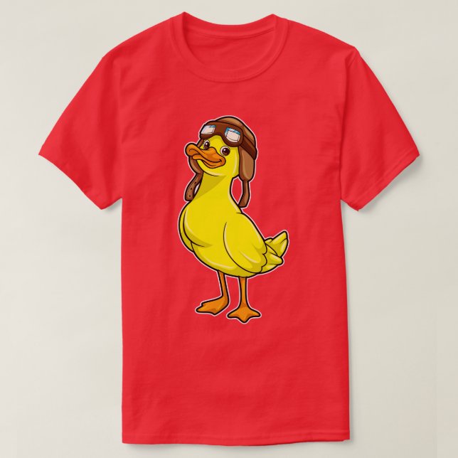 Camiseta Pato como Piloto com Óculos de Capuz (Frente do Design)