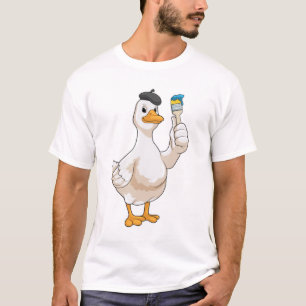 Camiseta Pato como Pincel com pincel de pintura