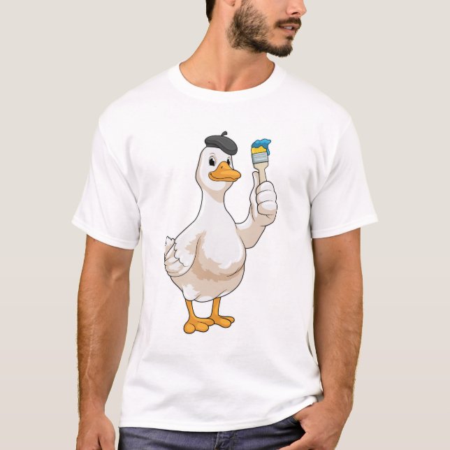 Camiseta Pato como Pincel com pincel de pintura (Frente)