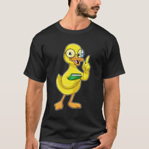 Camiseta Pato como professor com livro e óculos