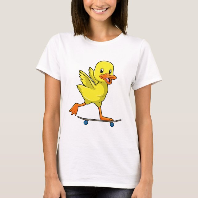 Camiseta Pato como skater com skate (Frente)