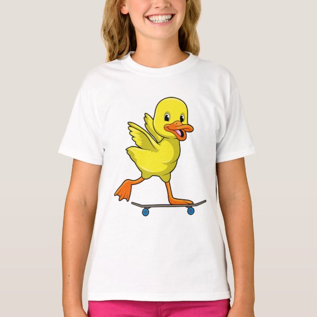 Camiseta Pato como skater com skate (Frente)