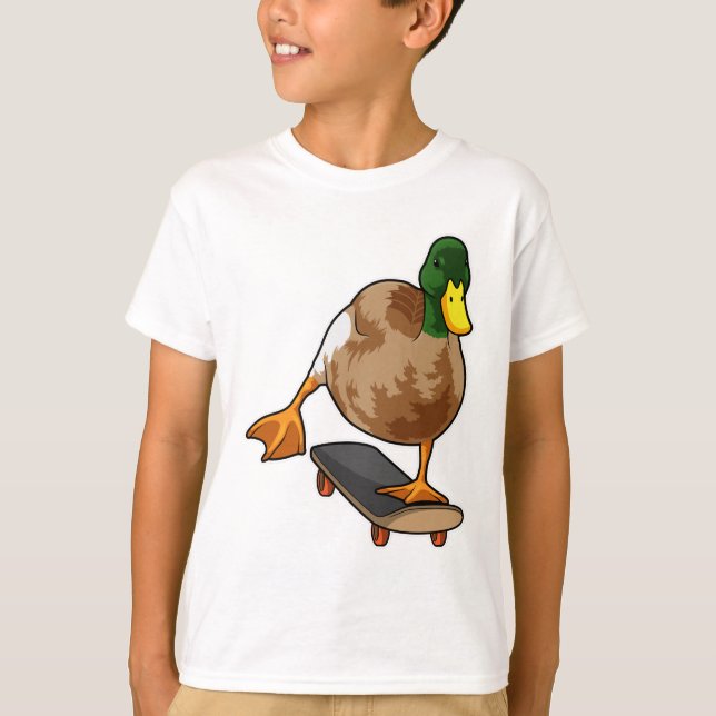 Camiseta Pato como skater com skate (Frente)