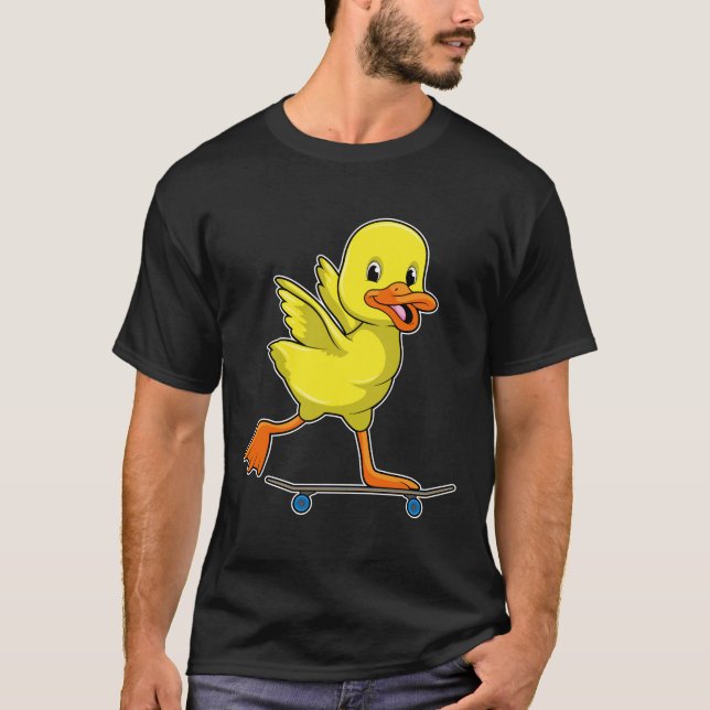 Camiseta Pato como skater com skate (Frente)