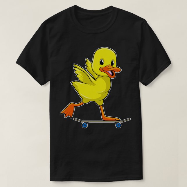 Camiseta Pato como skater com skate (Frente do Design)