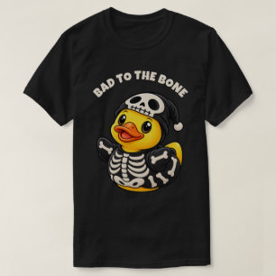 Camiseta Pato de Borracha de Halloween Esqueleto Mau até os