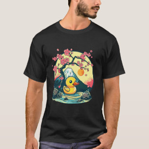 Camiseta Pato de Borracha Engraçado Árvore Sakura Monte Fuj