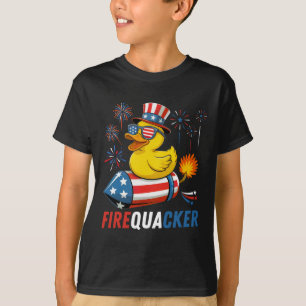 Camiseta Pato de Borracha Patriótico Explosivo Bandeira EUA