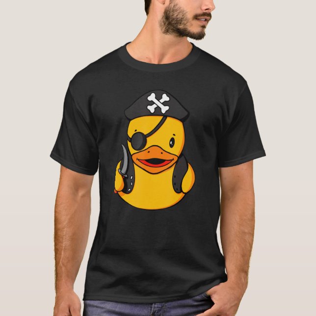 Camiseta Pato de Borracha Pirata Figurino de Halloween (Frente)