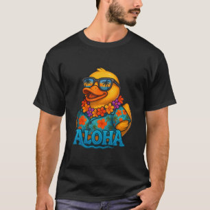 Camiseta Pato de Borracha Tropical Lei Havaiano Aloha Pato