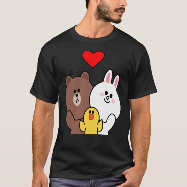 Camiseta Pato De Coelho Coelho Do Urso Castanho Nós Te Amo  (Frente)