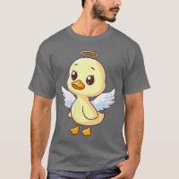 Pato de desenho fofo é um anjo com asas VNeck vint