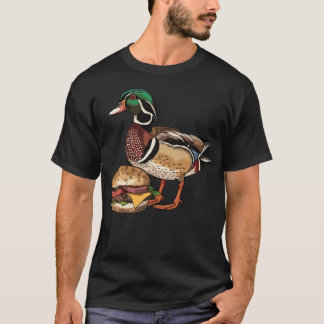 Camiseta Pato-de-madeira Comendo um Hambúrguer