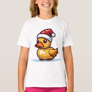 Camiseta Pato de Natal no chapéu de Papai Noel