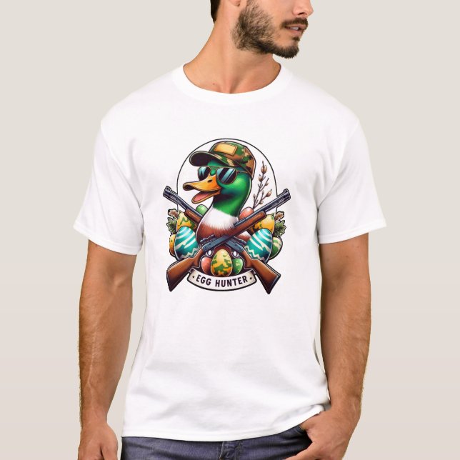 Camiseta Pato de Páscoa Caçador de Ovos (Frente)