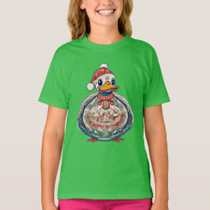 Camiseta Pato do Folclore de Natal Vestindo um Chapéu de Pa