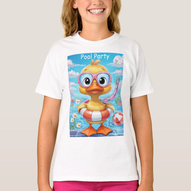 Camiseta Pato do Partido da Piscina de Caricatura com Snork (Frente)