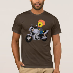 Camiseta Pato dos desenhos animados em uma motocicleta