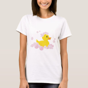 Camiseta Pato em bolhas cor-de-rosa