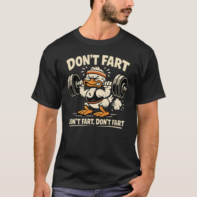 Camiseta Pato Engraçado do Ginásio - Não peide ao levantar (Frente)