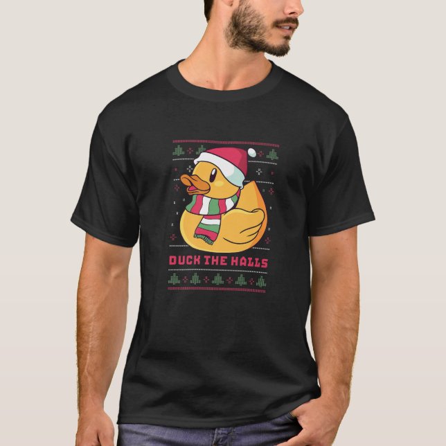 Camiseta Pato Engraçado E Bonito Faz Feliz Pato De Natal (Frente)