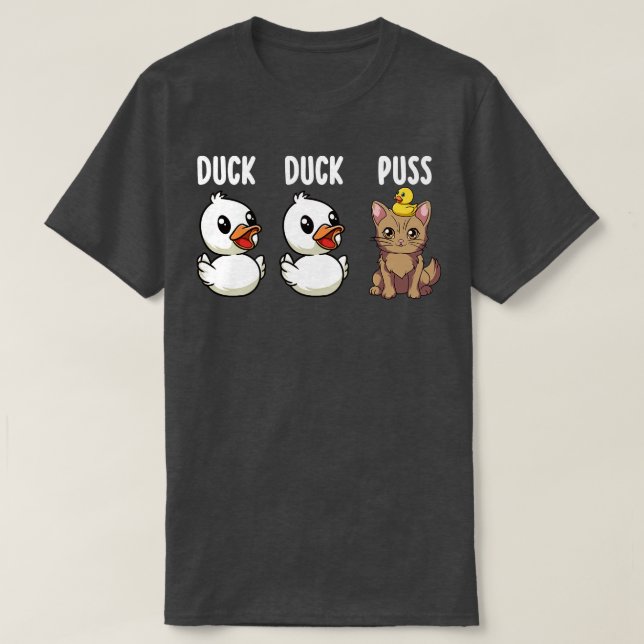 Camiseta Pato Engraçado Gato Pun Homens Mulheres Crianças P (Frente do Design)