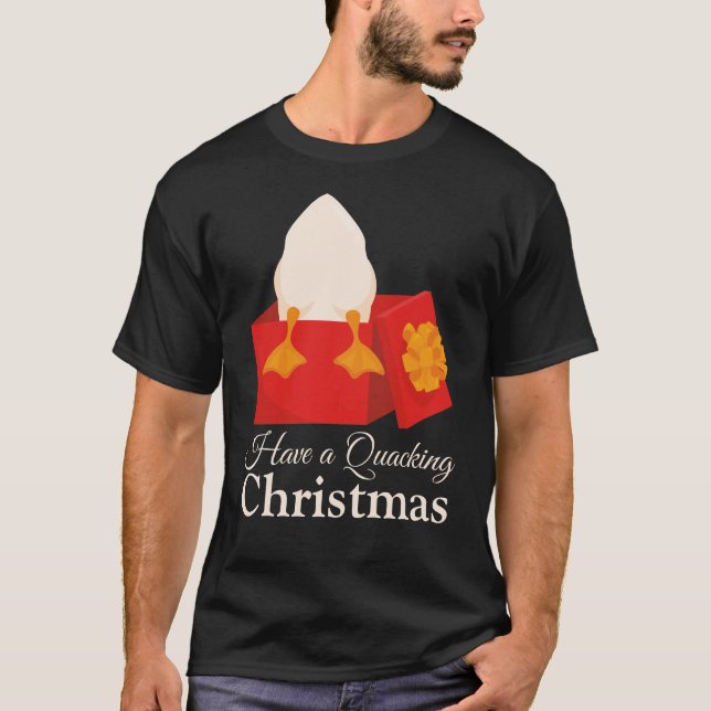 Camiseta Pato engraçado humor engraçado de Natal na caixa v (Frente)
