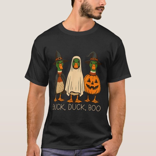 Camiseta Pato Engraçado Pato Boo Halloween Pato (Frente)