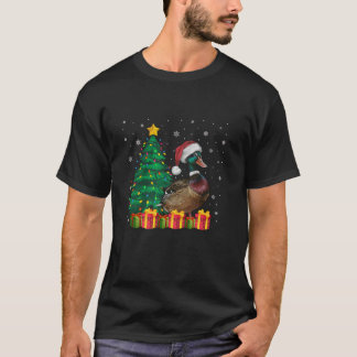 Camiseta Pato Feio Santa Hat Árvore de Natal Luzes Pajama T