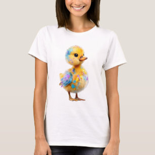 Camiseta Pato Feminino Colorido com respingos de tinta