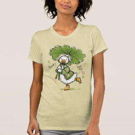 Camiseta Pato Fofo com Guarda-Chuva de Folha e Touca Floral