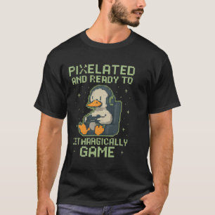 Camiseta Pato Gamer Pixelado Desenho Retro 8-bit Paródia de