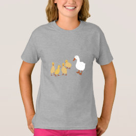 Camiseta Pato-Mãe Bonito e Patos-Bebê