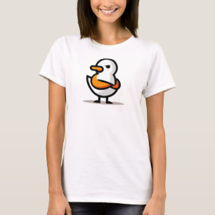 Camiseta Pato Mal-Humorado Mascote Minimalista de Desenho A