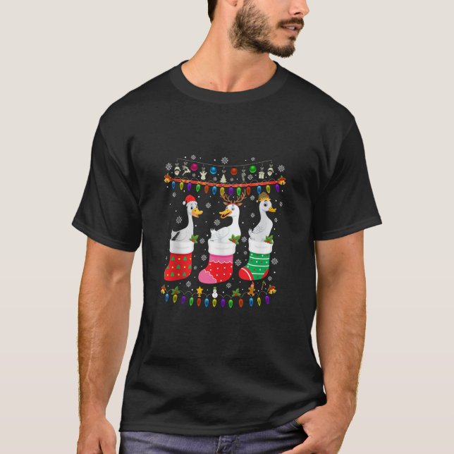 Camiseta Pato Meias de Natal Feia Docinho de Natal Pajama (Frente)