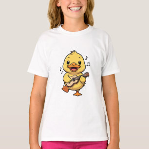 Camiseta Pato Musical Tocando Ukulele Crianças