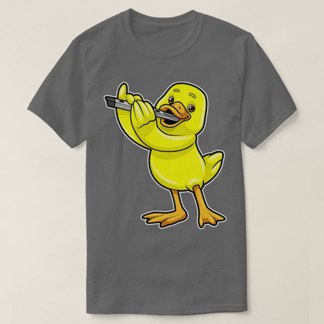 Camiseta Pato na Música com Flute (Frente do Design)