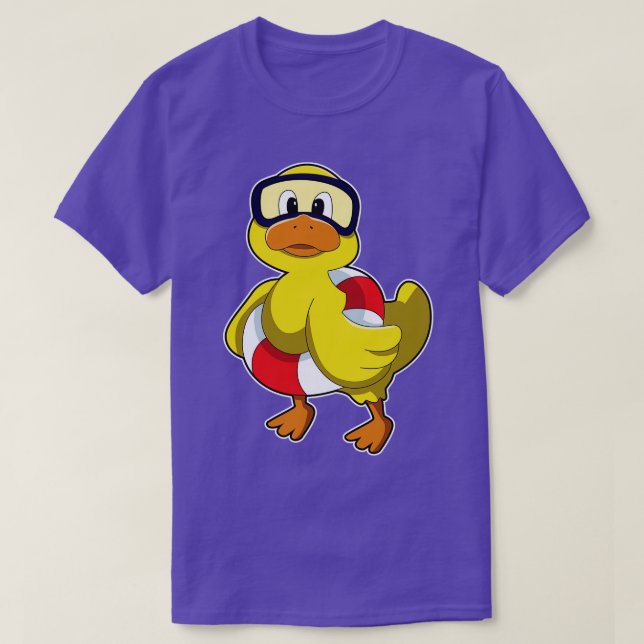 Camiseta Pato na Natação com Óculos de Natação de Boia (Frente do Design)
