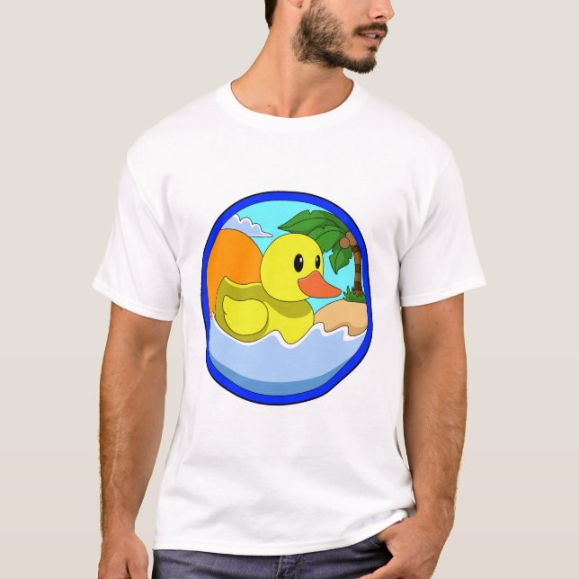 Camiseta Pato na praia com palmeiras.PNG (Frente)