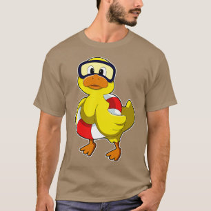 Camiseta Pato Nadando Com Óculos De Mergulho De Anel De Nat
