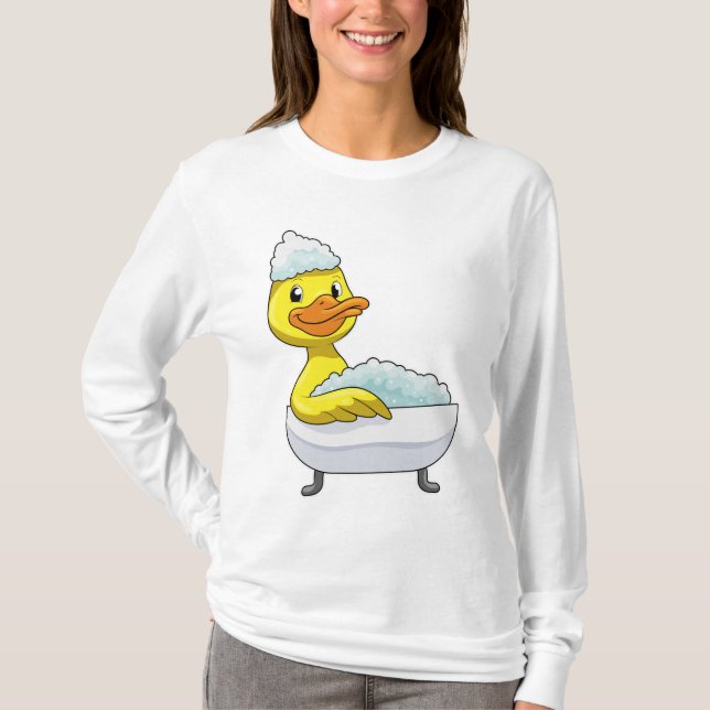 Camiseta Pato no banho com banheira e espuma (Frente)