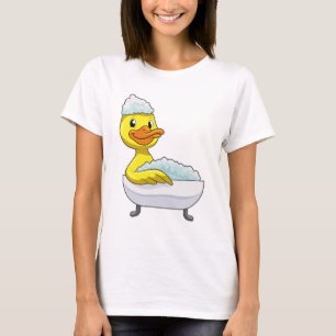 Camiseta Pato no banho com banheira e espuma