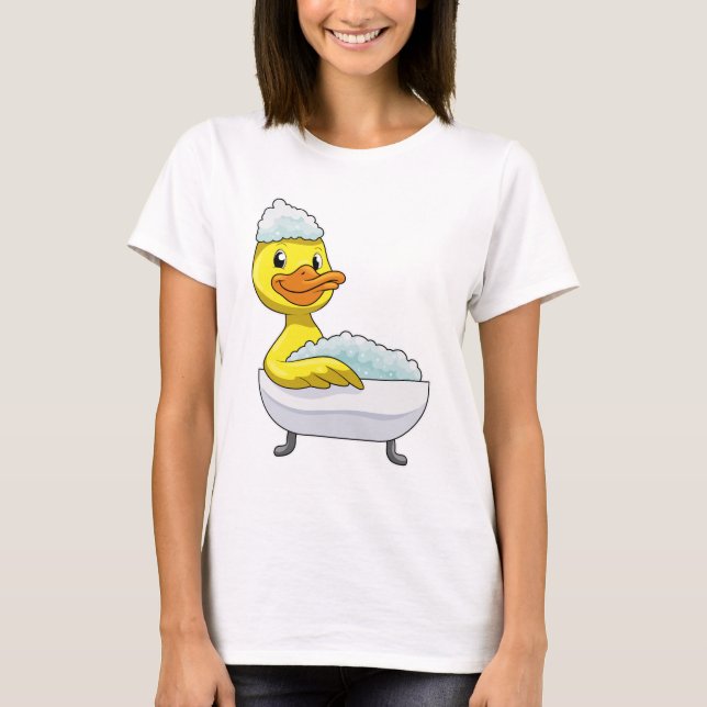 Camiseta Pato no banho com banheira e espuma (Frente)